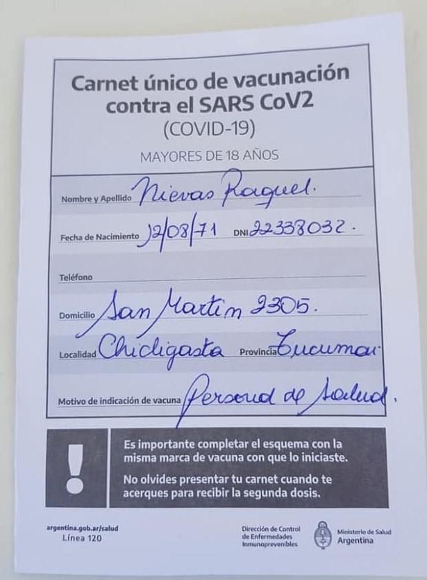 carnet vacuna