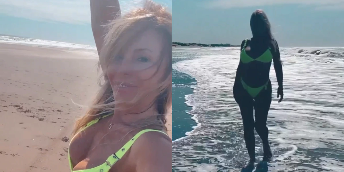 Alos70Años Graciela Alfano con una microbikini y mostrando su cuerpo